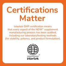 Certifications card with Intertek GMP logo and 'Certifications Matter' headline