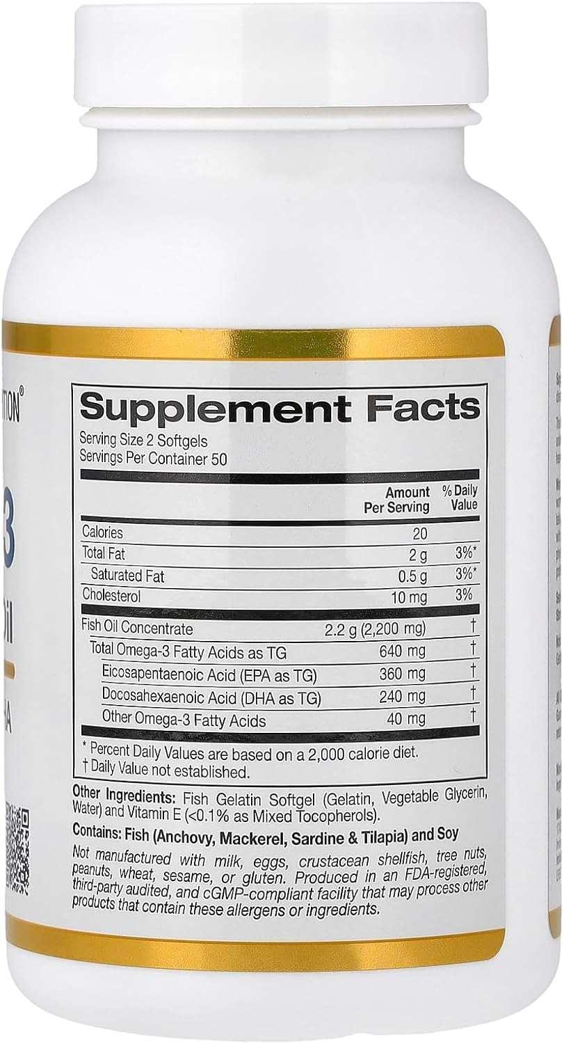 California Gold Nutrition, Omega-3, Premium Fish Oil, 240 Fish Gelatin Softgels