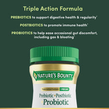 Probiotic gummies supplement bottle front label with Triple Action Formula text
