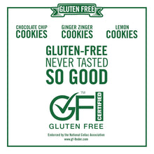 Gluten-free variety pack box panel with GF certified and cookie flavors