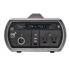 Portable power station with display, USB ports, 12V outlet, and dual AC sockets