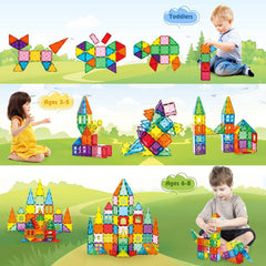Magnetic Tiles for Kids,Educational Magnetic Building Blocks for Boys Girls, STEM Preschool Kidergarten Learning Toys - USA MEGA SHOP