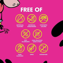 Children’s multivitamin gummies “Free of” label with allergen and ingredient icons