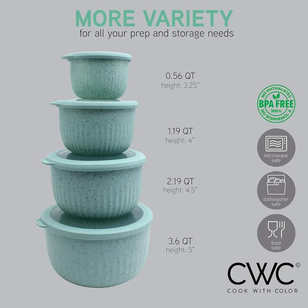 COOK WITH COLOR Meal Prep Containers Wide Mixing Bowls Food Storage Containers with Lid - USA MEGA SHOP
