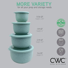 Mint speckled nesting meal prep bowls with lids, stack of three