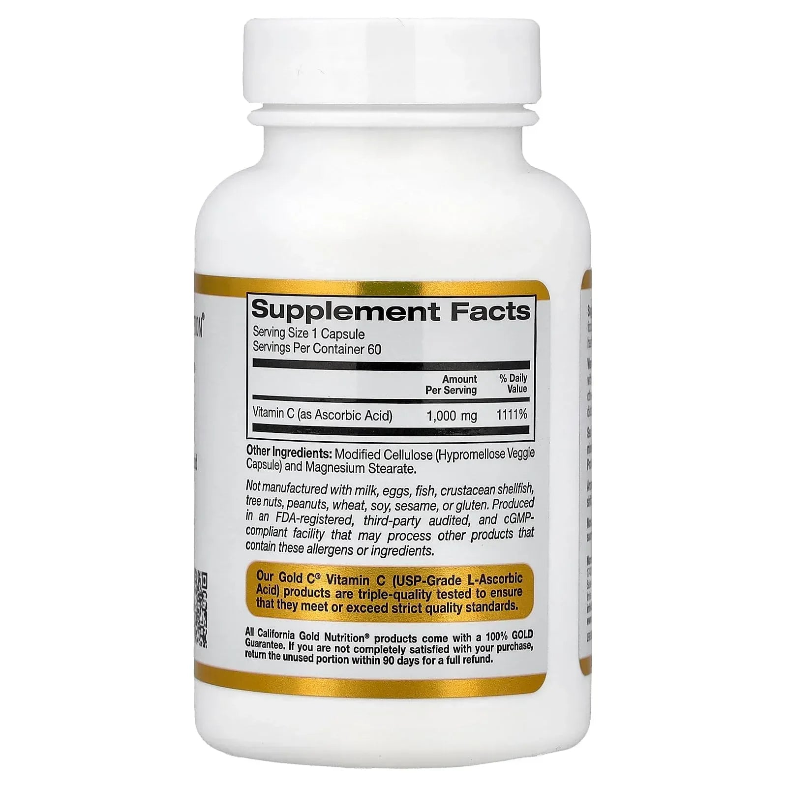 California Gold Nutrition Gold C®, USP Grade Vitamin C, 1,000 mg, 60 Veggie Capsules