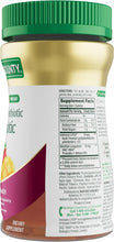 Probiotic gummies supplement bottle side view with Supplement Facts panel
