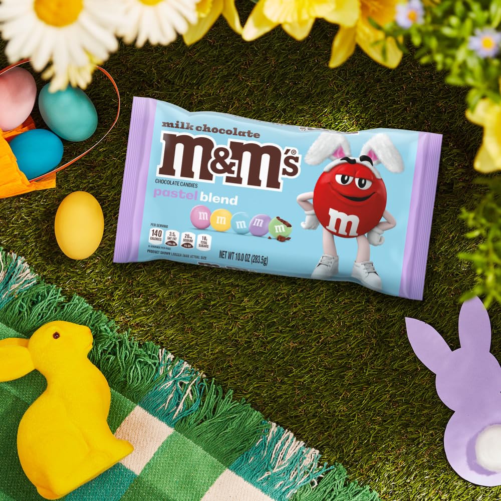 M&M'S Milk Chocolate Easter Candy, Chocolate for Easter Basket Stuffers, Eggs, 10 Ounce Bag