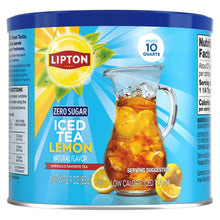 Lipton zero sugar iced tea mix can, lemon flavor, makes 10 quarts
