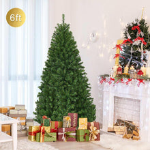 6 ft pre-lit artificial Christmas tree with warm yellow LED lights and metal stand