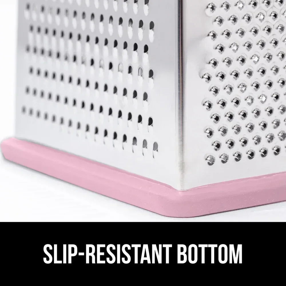 GORILLA GRIP Cheese Grater, BPA Free Stainless Steel Box Graters, Cheeses and Veggie Shredder