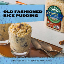 Organic white basmati rice jar and rice serving with spoon