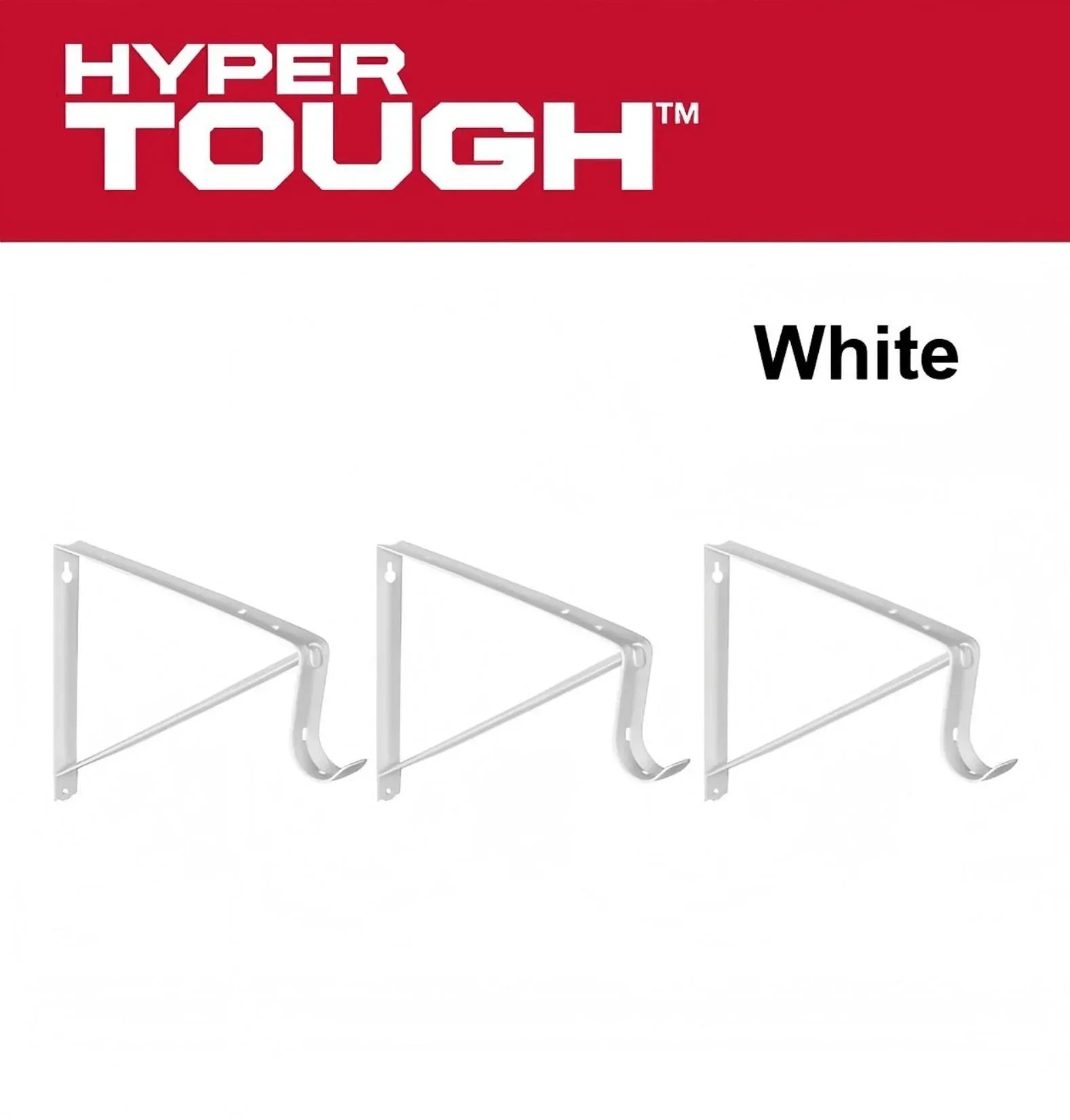 Hyper Tough 12 inch Closet Rod Bracket White 3PK