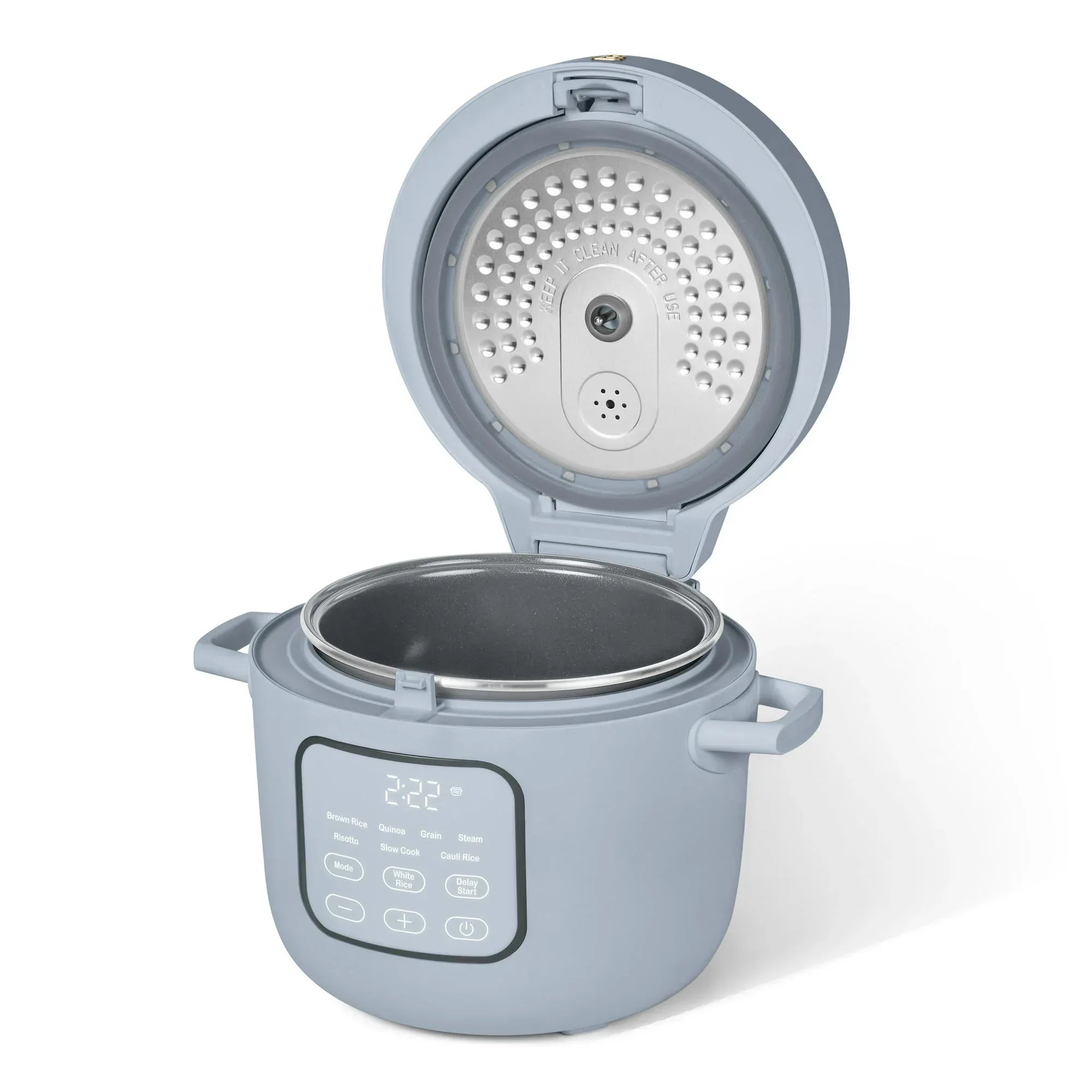 Beautiful 14-Cup Cooked, 6-Cups Uncooked Electric Rice and Grain Cooker, EverGood™ Ceramic Nonstick Coating, Cornflower Blue by Drew Barrymore