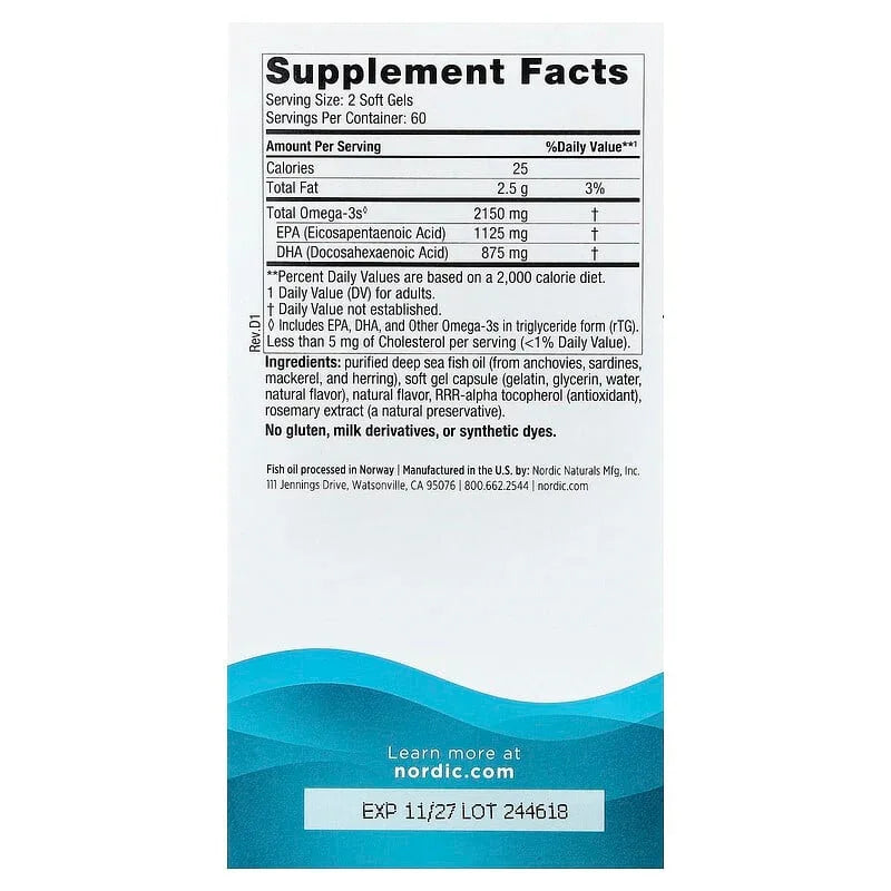 Nordic Naturals, Ultimate Omega® 2X, Lemon, 60 Softgels (1,075 mg per Softgel)