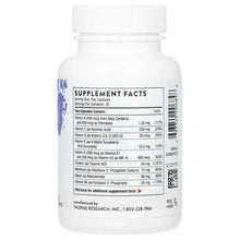 Supplement bottle front-to-back section showing supplement facts table and serving info