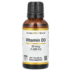 California Gold Nutrition, Vitamin D3, 25 mcg (1,000 IU), 1 fl oz (30 ml) - USA MEGA SHOP