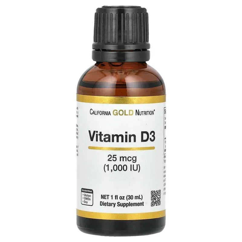 California Gold Nutrition, Vitamin D3, 25 mcg (1,000 IU), 1 fl oz (30 ml)