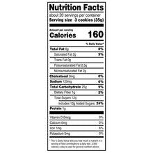Nutrition Facts label for sandwich creme cookies, serving size and calorie details