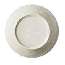 Cream stoneware dinner bowl, speckled exterior, glossy interior
