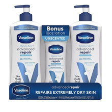 Vaseline intensive care body lotion pump bottles, two-pack cartons, unscented