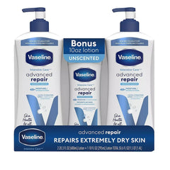 Vaseline Intensive Care Body Lotion, Advanced Repair, Unscented, 2 pk./20 oz. + Bonus 10 oz. Lotion