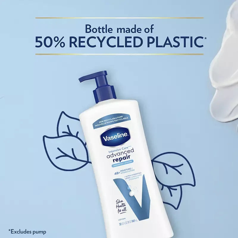 Vaseline Intensive Care Body Lotion, Advanced Repair, Unscented, 2 pk./20 oz. + Bonus 10 oz. Lotion - USA MEGA SHOP