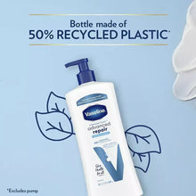 Vaseline advanced repair body lotion pump bottle with 50% recycled plastic graphic