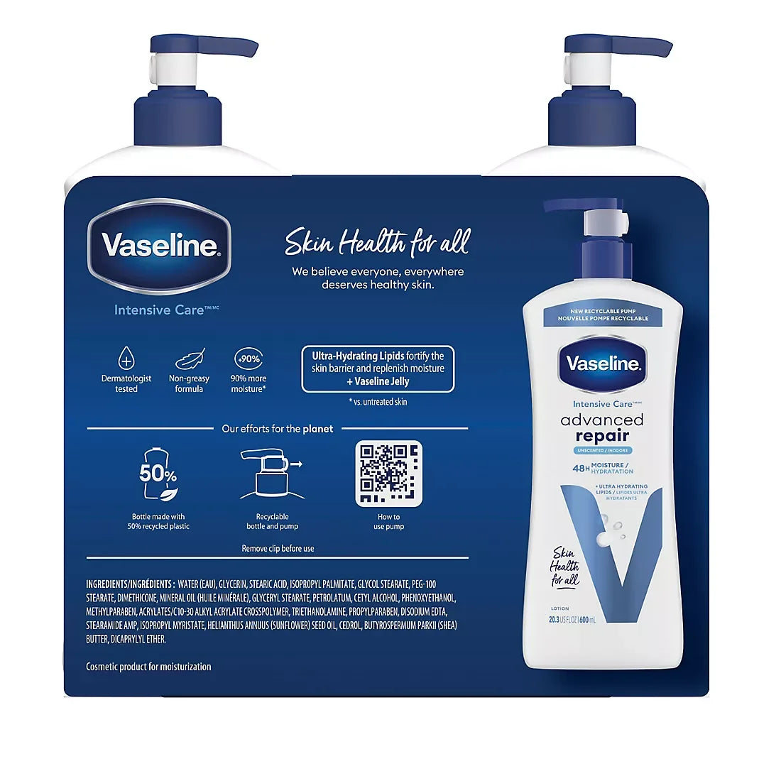 Vaseline Intensive Care Body Lotion, Advanced Repair, Unscented, 2 pk./20 oz. + Bonus 10 oz. Lotion - USA MEGA SHOP
