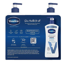 Vaseline advanced repair body lotion pump bottle with back label panel, unscented