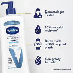 Vaseline Intensive Care Body Lotion, Advanced Repair, Unscented, 2 pk./20 oz. + Bonus 10 oz. Lotion
