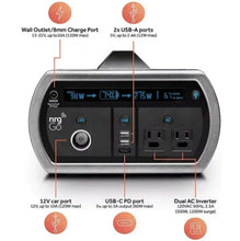 Portable power station front view with USB and 12V ports plus dual AC inverter