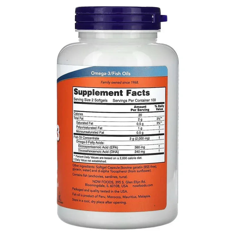 NOW Foods, Omega-3 Fish Oil, Softgels