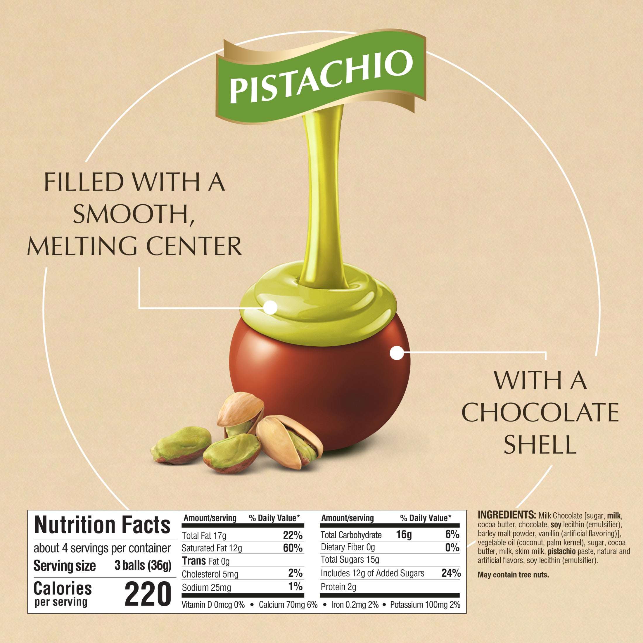 Lindt LINDOR Pistachio Milk Chocolate Candy Truffles, 5.1 oz. Bag