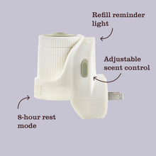 Plug-in oil diffuser warmer with adjustable scent control and 8-hour rest mode
