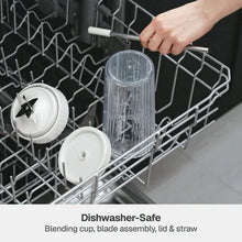 Dishwasher-safe single serve blender parts: Tritan cup, blade assembly, lid and straw