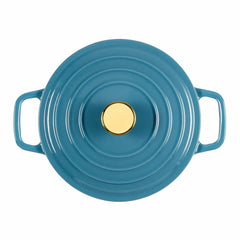 Carote 4.5QT Enamel Cast Iron Dutch Oven,9.5"Round Soup Pot with Lid, Induction Compatible，Blue