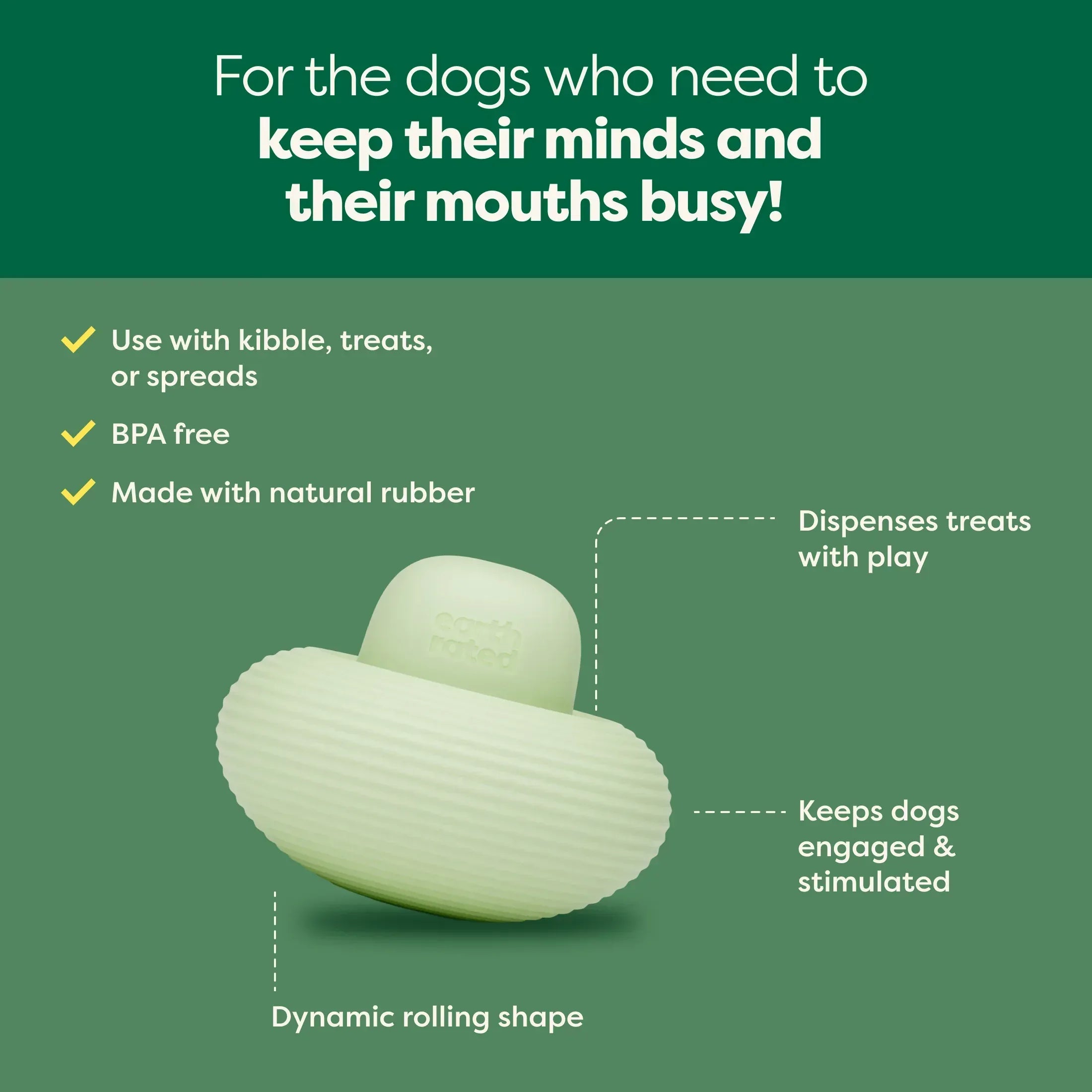 Earth Rated Nibbler Dog Toy, Treat Dispensing Enrichment Toy for Dogs
