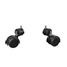 Black caster wheels for clear plant caddy, shown in pairs