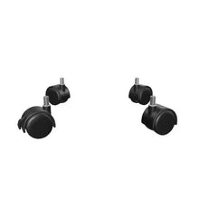 Clear plant caddy casters with black wheels and metal stems