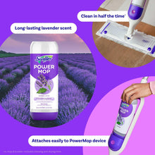 Swiffer Power Mop refill solution bottle with lavender-scent label and purple base