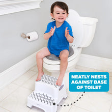 White two-step kids step stool with gray grip-textured treads