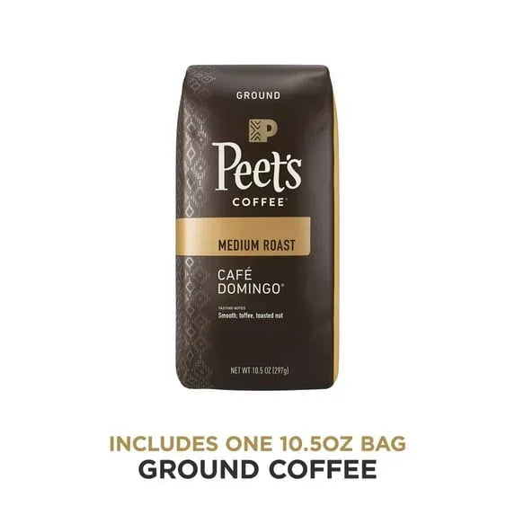 Peet's Coffee Cafe Domingo Premium Medium Roast Ground Coffee, Arabica, 10.5 oz