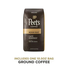 Peet's Cafe Domingo medium roast ground coffee bag, dark brown, 10.5 oz front view