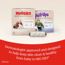 Baby wipes and Pull-Ups Skin Essentials packs with dermatologist approval text