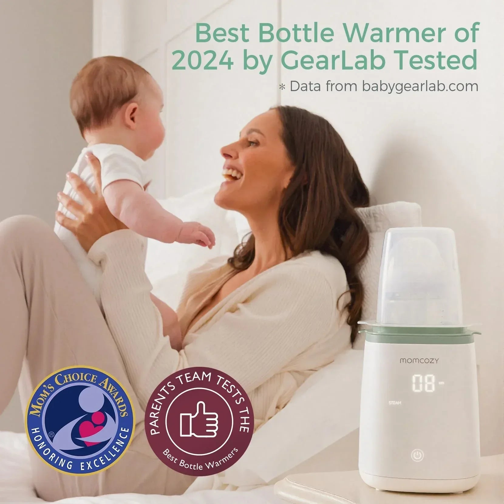 Momcozy Baby Bottle Warmer, 6-in-1 Smart Temperature Control, Fast Baby Food Heater, Steam Sterilizer & Momcozy Breastmilk Storage Bags, Temp-Sensing Discoloration Milk Storage Bags, 180ml/120 Count