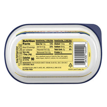 Butter with olive oil and sea salt tub back label with nutrition facts and ingredients