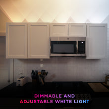 Dimmable LED string downlights with white heads in a kitchen underlit scene