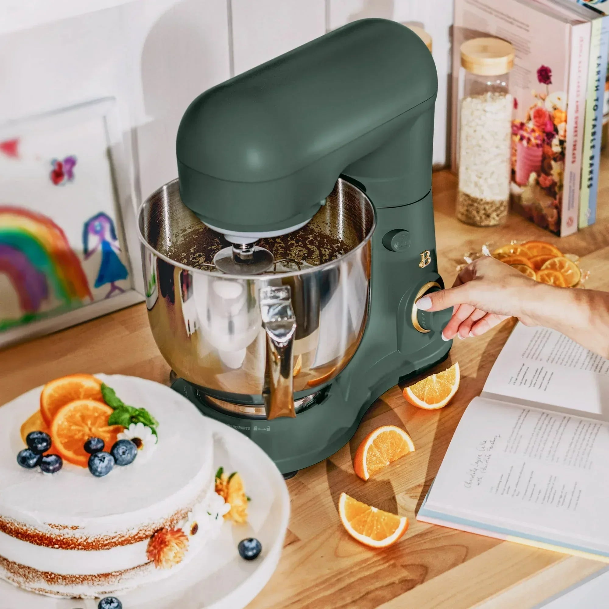 Beautiful 5.3 Qt Stand Mixer, Black Sesame with Flat Beater, Dough Hook, Balloon Whisk