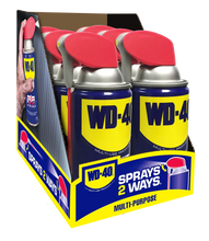 WD-40 multi-purpose lubricant spray multipack box with multiple red-straw cans
